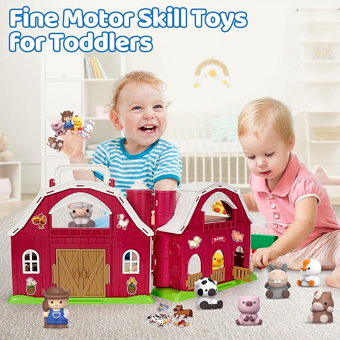 Aigybobo Farm Animals Big Barn Toys for 1 2 3 Year Old, Toddler Montessori Learning Toy, Farm Playset with Animal Figures and DIY Stickers, Christmas Birthday Gift for Baby Boys Girls Age 12-18 Months nirvanaguru