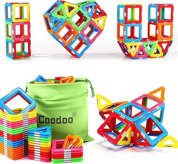 66PCS Upgraded Magnetic Blocks Tough Tiles STEM Toys for 3+ Year Old Boys and Girls Learning by Playing Games for Toddlers Kids, Creative Classroom Supplies nirvanaguru