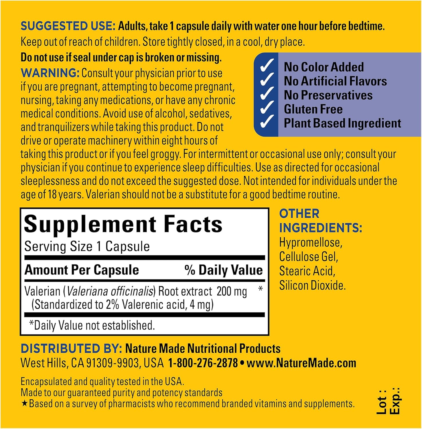 Nature Made Valerian Root for Sleep Support, Melatonin Free Sleep Aid for Adults, 30 Valerian Root Capsules, 30 Day Supply - Nirvana Guru