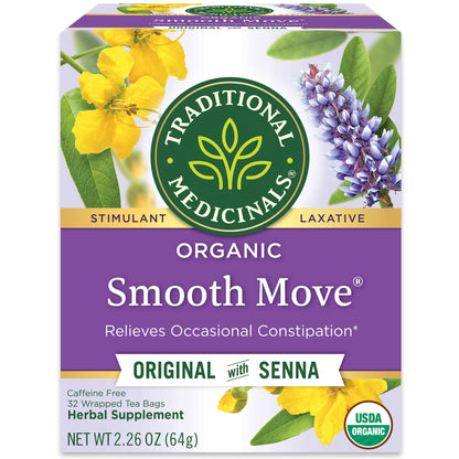 Traditional Medicinals Tea, Organic Smooth Move Peppermint, Relieves Occasional Constipation, Senna, 16 Tea Bags - Nirvana Guru