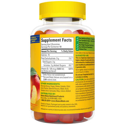 Nature Made Extra Strength Vitamin D3 5000 IU (125 mcg) per serving, Dietary Supplement for Bone, Teeth, Muscle and Immune Health Support, 150 Gummies, 75 Day Supply - Nirvana Guru