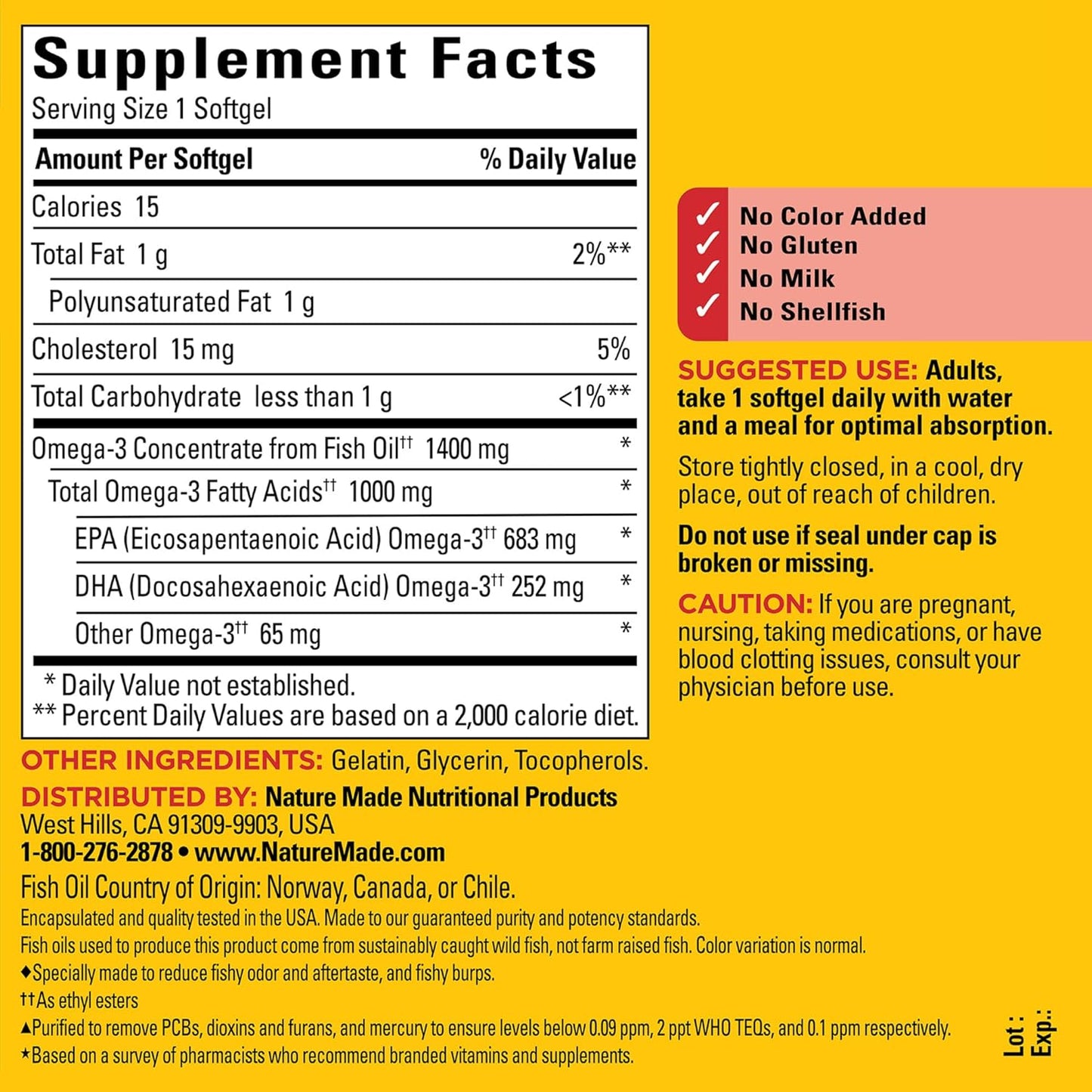 Nature Made Burp Less Ultra Omega 3 Fish Oil Supplements, 1400mg Fish Oil Omega 3 Supplements as Ethyl Esters for Healthy Heart Brain Eyes Support, One Per Day, 90 Softgels - Nirvana Guru
