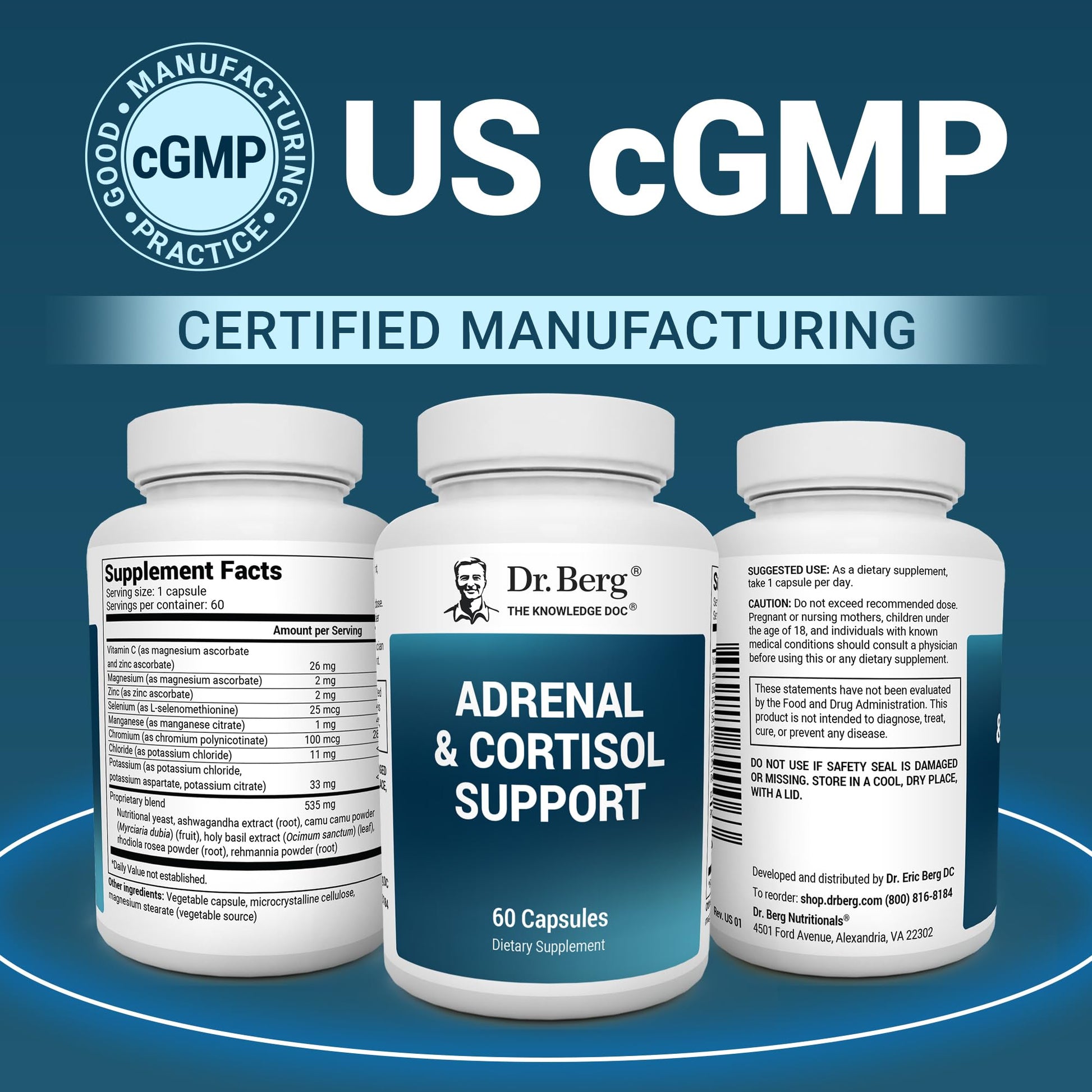 Dr. Berg Adrenal & Cortisol Capsules - Adrenal Supplement & Cortisol Manager - Mood, Focus, Relaxation and Stress Support - Adrenal Supplements with Ashwagandha Extracts - 60 Capsules - Nirvana Guru