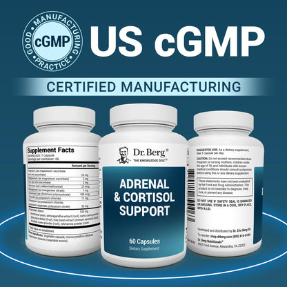 Dr. Berg Adrenal & Cortisol Capsules - Adrenal Supplement & Cortisol Manager - Mood, Focus, Relaxation and Stress Support - Adrenal Supplements with Ashwagandha Extracts - 60 Capsules - Nirvana Guru