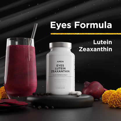 Amen Eyes Lutein Zeaxanthin Supplement - Eyes Vitamins - Lutein and Zeaxanthin from Marigold Extract, Red Beet Root Powder, Black Pepper Fruit Extract - 3-Month Supply Eye Care - Non-GMO - 90 Capsules Nirvana Guru