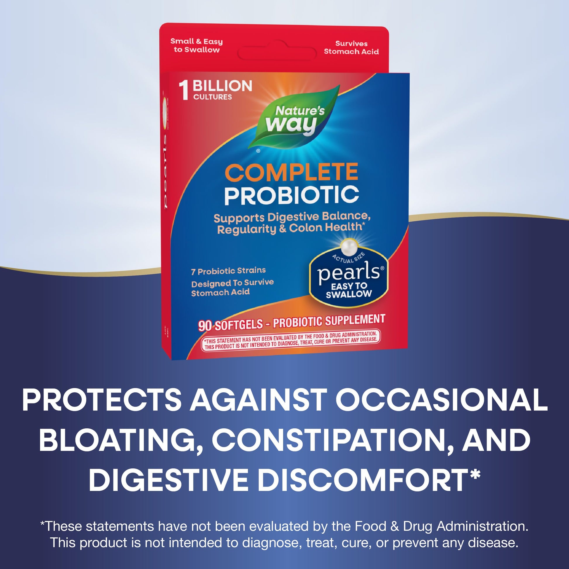 Nature's Way Complete Probiotic Pearls, Supports Digestive Balance*, 1 Billion Live Cultures, Supplement for Men and Women, No Refrigeration Required, 90 softgels (Packaging May Vary) - Nirvana Guru