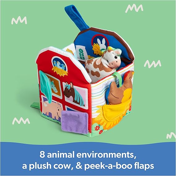 Ms. Rachel Official Sensory Learning Farm, Foldable Soft Baby Book with Plush Cow, Infant Educational Toys for Babies Ages 3 Months to 18 Months nirvanaguru