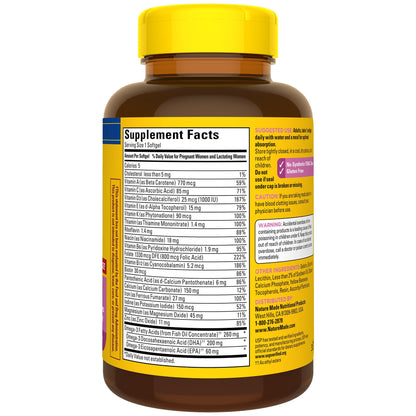 Nature Made Prenatal with Folic Acid + DHA, Prenatal Vitamin and Mineral Supplement for Daily Nutritional Support, 110 Softgels, 110 Day Supply - Nirvana Guru