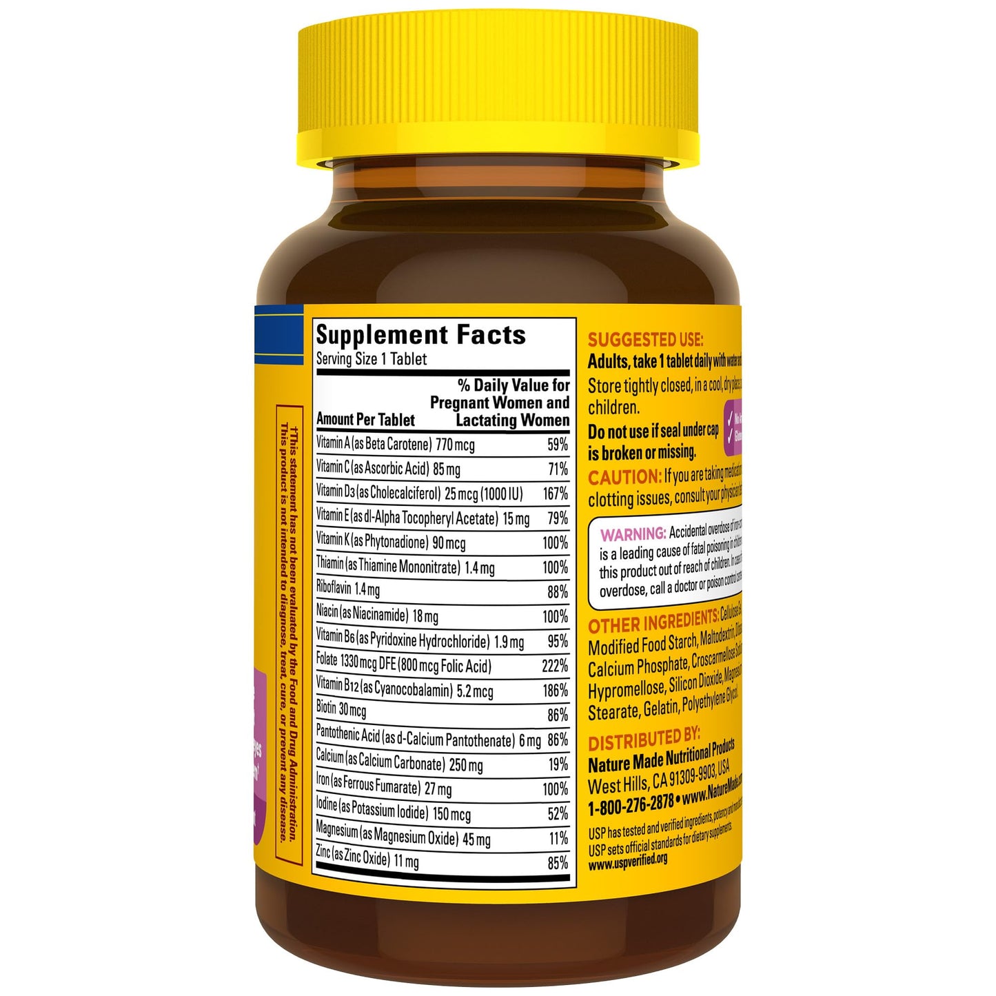 Nature Made Prenatal Multivitamin with Folic Acid, Prenatal Vitamin and Mineral Supplement for Daily Nutritional Support, 250 Tablets, 250 Day Supply - Nirvana Guru