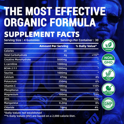 Creatine Monohydrate Gummies 5000mg for Men & Women, Chewables Creatine Monohydrate for Muscle Strength, Muscle Builder, Energy Boost, Pre-Workout Supplement(90 Count)-Strawberry.