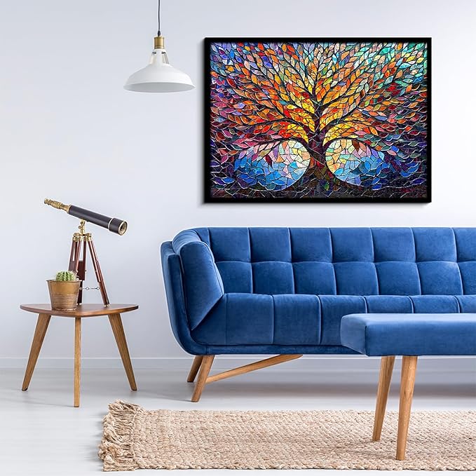 PICKFORU Stained Glass Puzzle Tree of Life Puzzles for Adults 1000 Pieces, Impossible Hard Difficult Challenging Puzzles for Adults, Colorful Mosaic Tree of Life Jigsaw Puzzle 1000 Pieces nirvanaguru