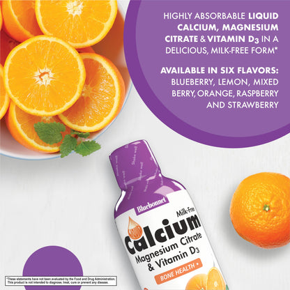 Bluebonnet Nutrition Liquid Calcium Citrate, Magnesium, Vitamin D3, Bone Health, Gluten Free, Soy Free, Milk Free, Kosher, 16 fl oz, 32 Servings, Mixed Berry Flavor Nirvana Guru