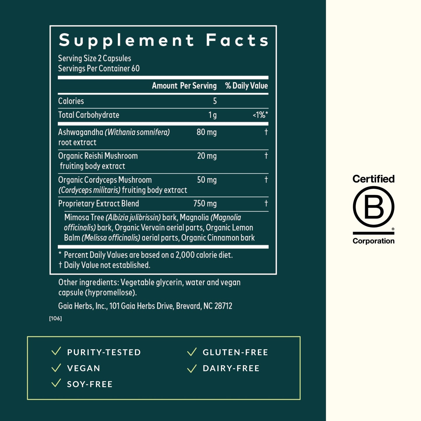 Gaia Herbs Adrenal Health Nightly Restore - Herbal Supplement with Ashwagandha, Magnolia Bark, Cordyceps, Lemon Balm & More - 120 Vegan Liquid Phyto-Capsules (60 Servings) - Nirvana Guru