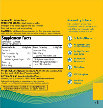 Nature Made Wellblends Stress Relief Gummies, L theanine 200mg to Help Reduce Stress, with GABA 100mg, Same Day Stress Support, 40 Strawberry Flavor Gummies - Nirvana Guru