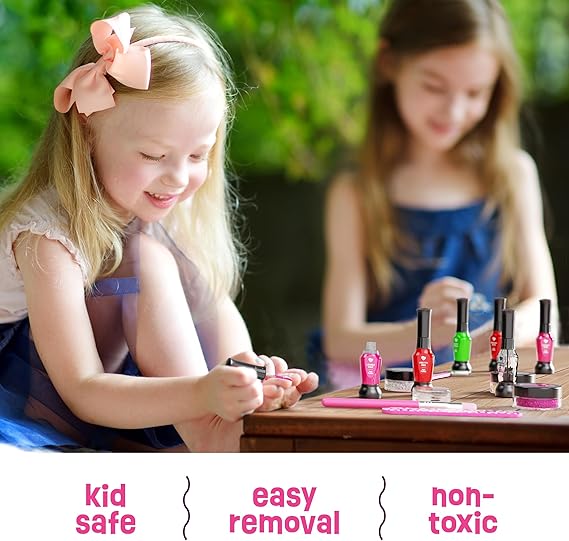 Nail Art Studio for Girls - Birthday Gift - Nail Polish Kit for Kids Ages 7-12 Years Old - Girl Gifts Ideas - Gift Set - Girly Stuff - Polish, Pens, Glitter, Stickers, Gems, Filer - 8 9 10 11 12 Year nirvanaguru