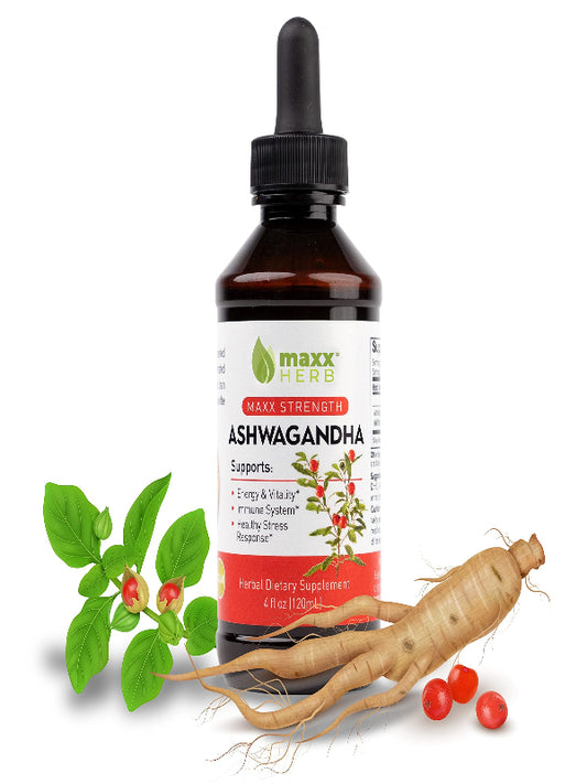 Maxx Herb Ashwagandha Extract – Max Strength Liquid Tincture Absorbs Better Than Capsules or Powder - for Stamina, Memory, and Immune Support – 4 Bottles, 4 Oz Each (240 Servings) Nirvana Guru