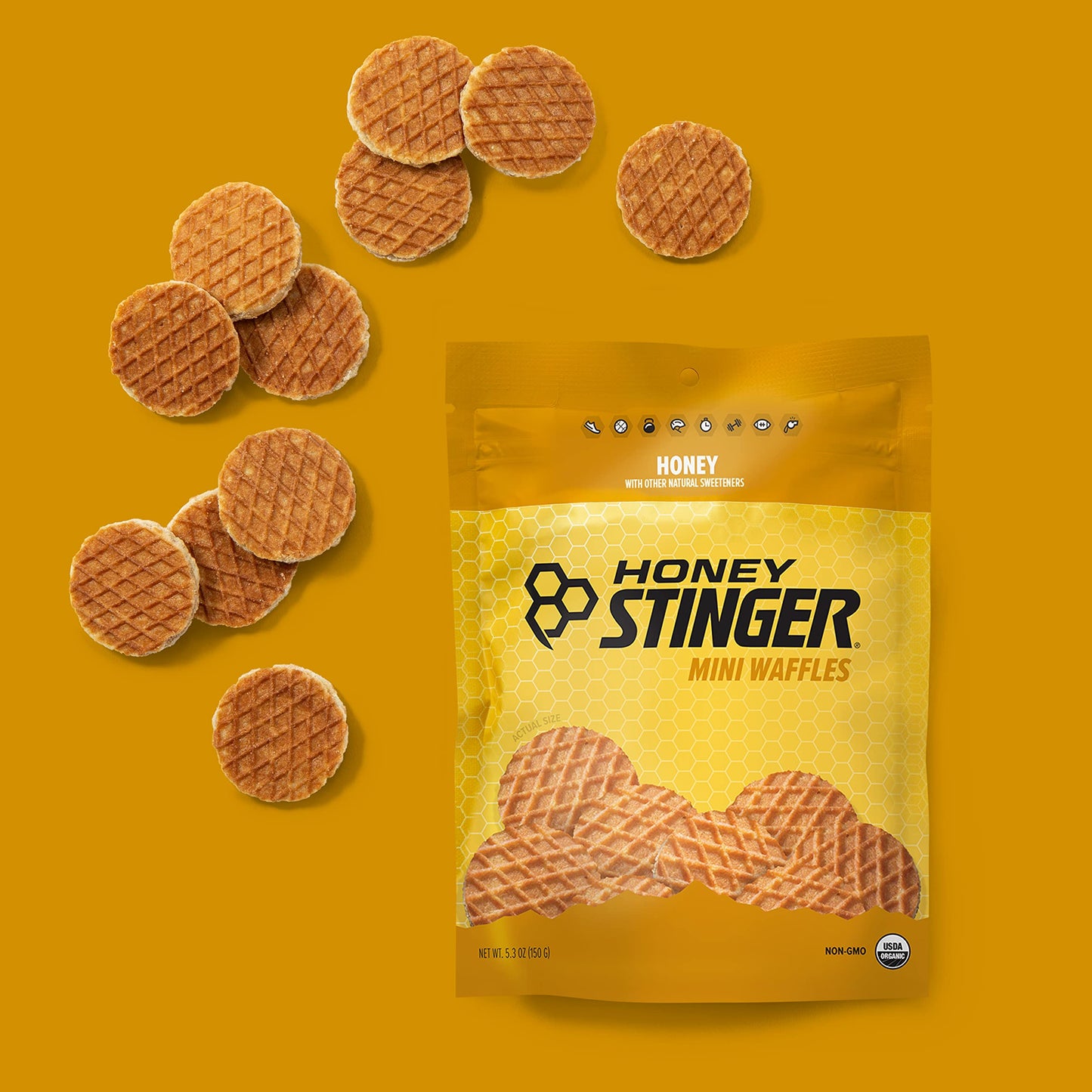 Honey Stinger Organic Honey Waffle Energy Stroopwafel for Exercise, Endurance and Performance Sports Nutrition for Home & Gym, Pre and Post Workout Box of 16 Waffles, 16.96 Ounce (Pack of 16)