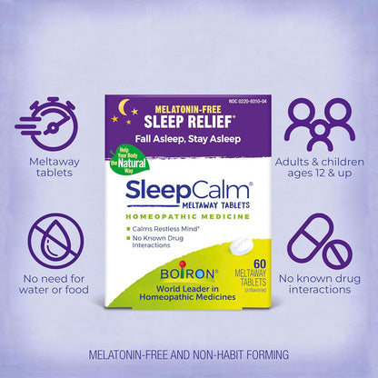 Boiron SleepCalm Sleep Aid for Deep, Relaxing, Restful Nighttime Sleep - Melatonin-Free and Non Habit-Forming - 60 Count (Pack of 2) - Nirvana Guru
