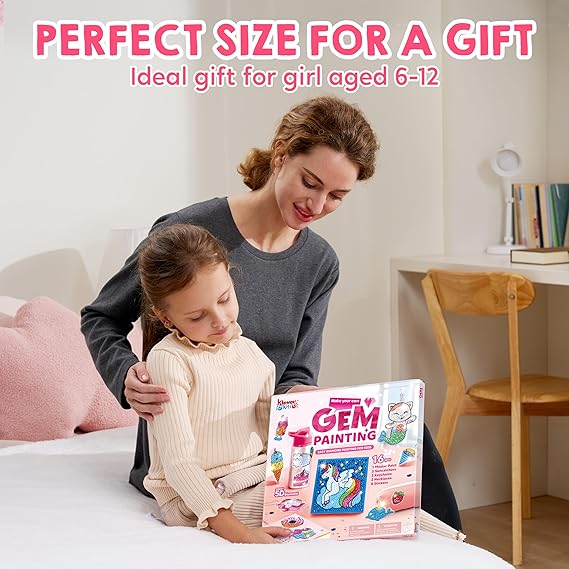 Klever Kits 16 Projects Gem Painting, Kids Diamond Gem Painting Kit with 5D Gem, Arts and Crafts for Girls Ages 6-12, Gem Craft Activities Kits, Premium Art Gift Ideas for Girls Ages 6, 7, 8+ nirvanaguru