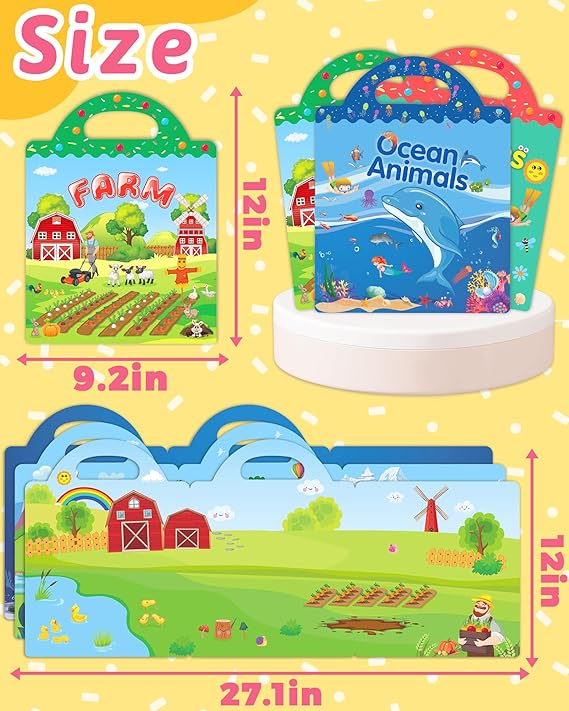 Benresive Reusable Sticker Book for Toddlers 2-4 Years, 3 Sets Travel Stickers for Kids, Waterproof Sticker Books for Toddlers 1-3, Crafts Activities for Todddlers 1-3 2-4 3-5 nirvanaguru