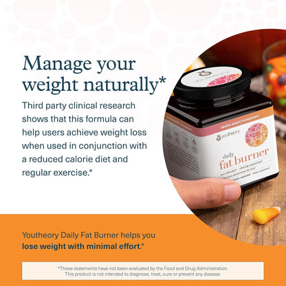 Youtheory Daily Fat Burner - Supports Body Composition & Metabolism - with Citrus Fruit Blend, Chromium & Cayenne Extract - Gluten, Soy & Dairy Free - 60 Vegetarian Capsules - Nirvana Guru