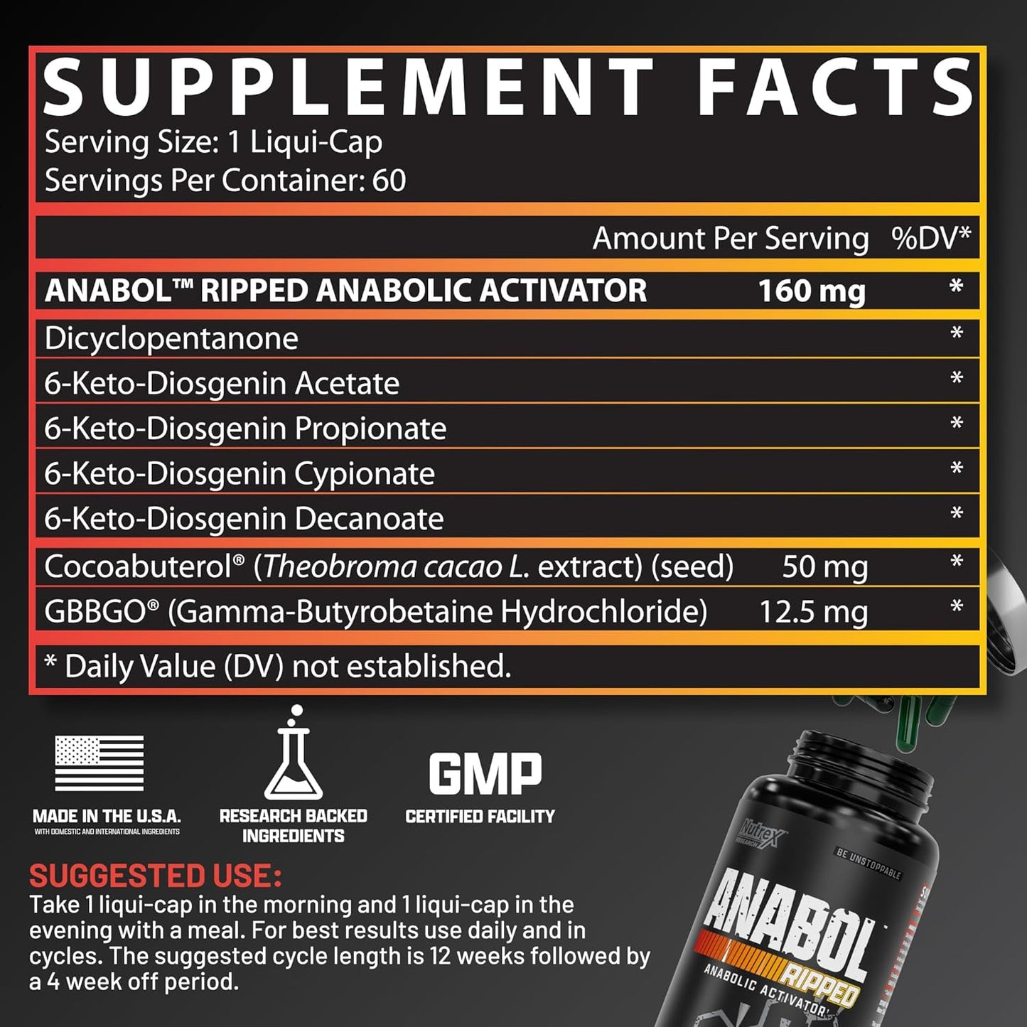 Nutrex Research Anabol Ripped & Nighttime PM Muscle Builder and Shredding Combo Nirvana Guru