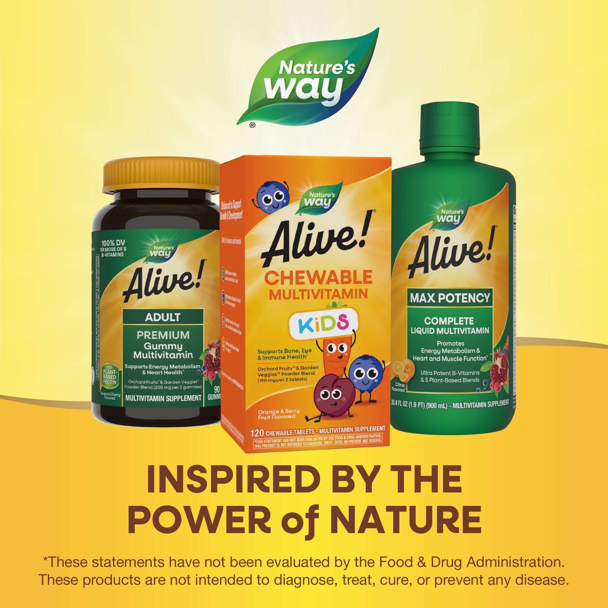 Nature's Way Alive! Children's Daily Chewable Multivitamin, Supports Bone, Eye, and Immune Health*, Orange & Berry Fruit Flavored, Gluten Free, 120 Chewable Tablets (Packaging May Vary) - Nirvana Guru