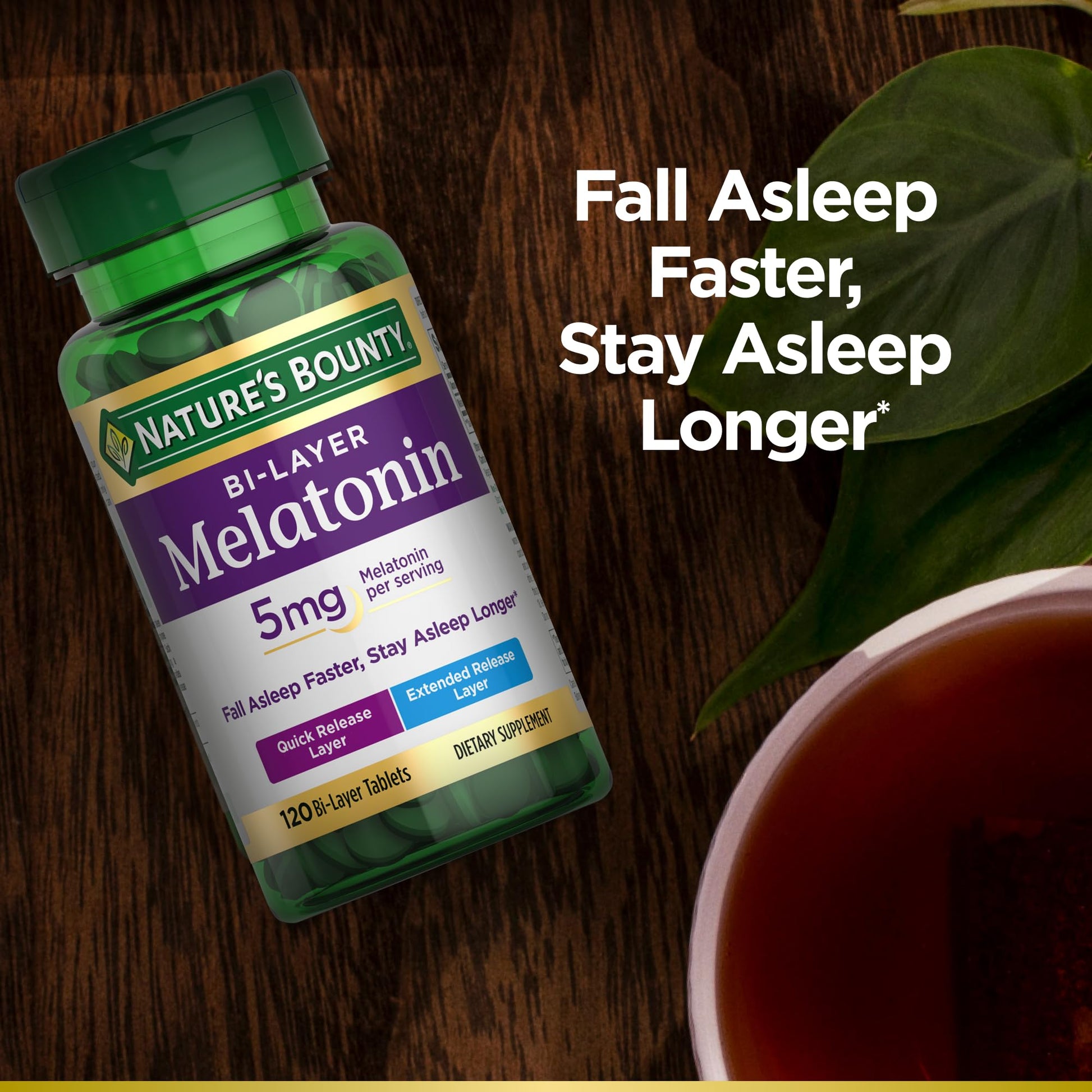 Nature's Bounty Melatonin 5mg Dual Spectrum, 100% Drug Free Sleep Supplement, Quick Release and Extended Release, Promotes Relaxation and Sleep Health, 60 Bi-Layer Tablets Nirvana Guru