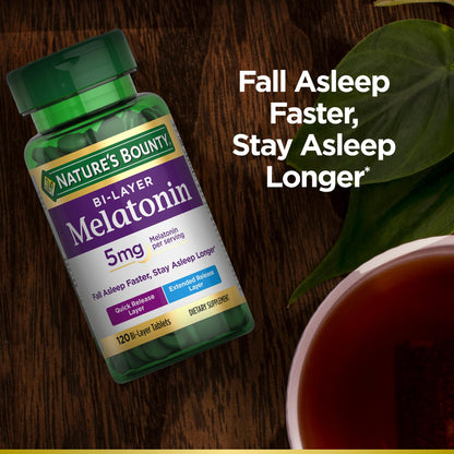 Nature's Bounty Melatonin 5mg Dual Spectrum, 100% Drug Free Sleep Supplement, Quick Release and Extended Release, Promotes Relaxation and Sleep Health, 60 Bi-Layer Tablets Nirvana Guru
