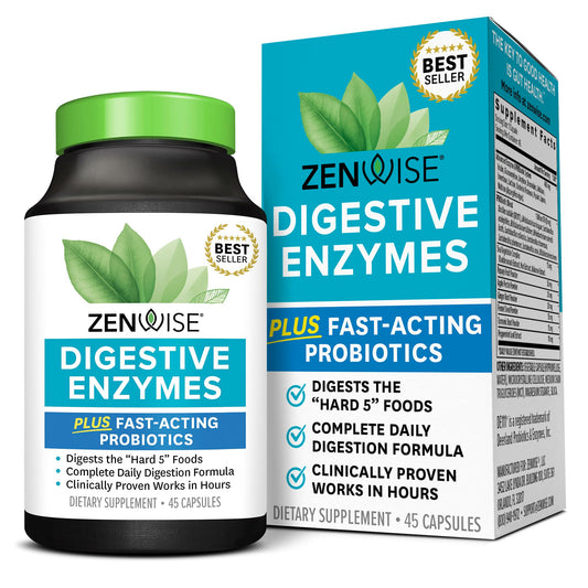 Zenwise Health Digestive Enzymes and Bromelain for Gut Health - Probiotic Multi Enzymes with Prebiotics and Probiotics for Women and Men for Digestive Health and Bloating Relief for Digestion - 45 CT Nirvana Guru