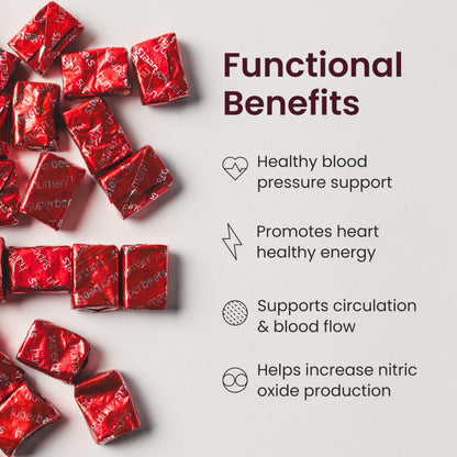 HumanN SuperBeets Heart Chews, Nitric Oxide and Blood Pressure Support, Grape Seed Extract & Non-GMO Beet Root Powder Energy, Pomegranate Berry Flavor, 120 Count - Nirvana Guru