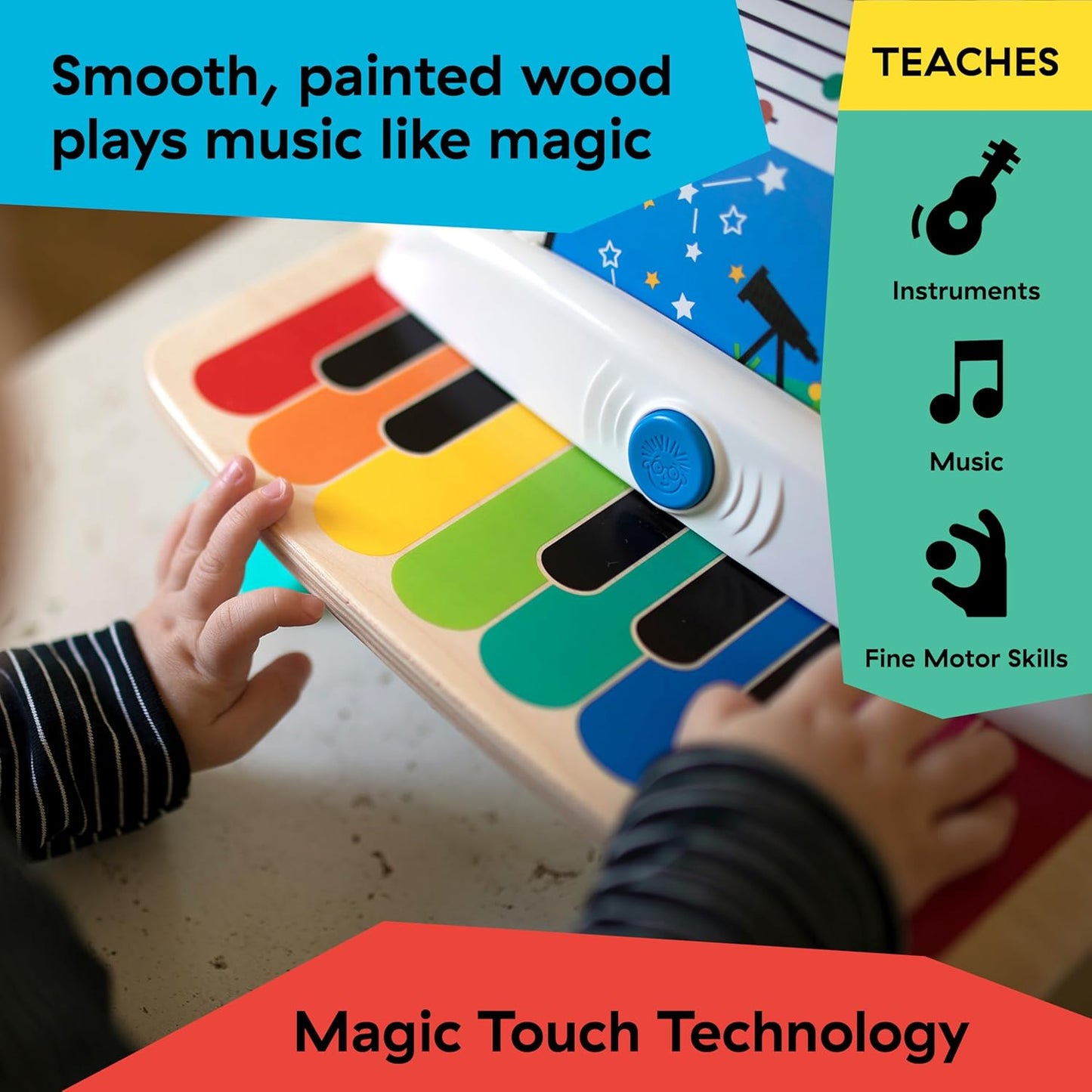 Baby Einstein and Hape Magic Touch Wooden Toy Piano, Montessori Musical Learning Toy for Babies and Toddlers 6mo+ Nirvana Guru