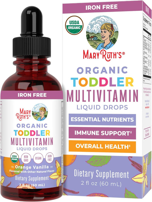 MaryRuth Organics Kids Multivitamin for Toddlers | USDA Organic | Toddler Vitamins Liquid Drops for Kids Ages 1-3 | Toddler Immune Support & Overall Wellness | Vegan | Non-GMO | Gluten Free | 2 Fl Oz - Nirvana Guru