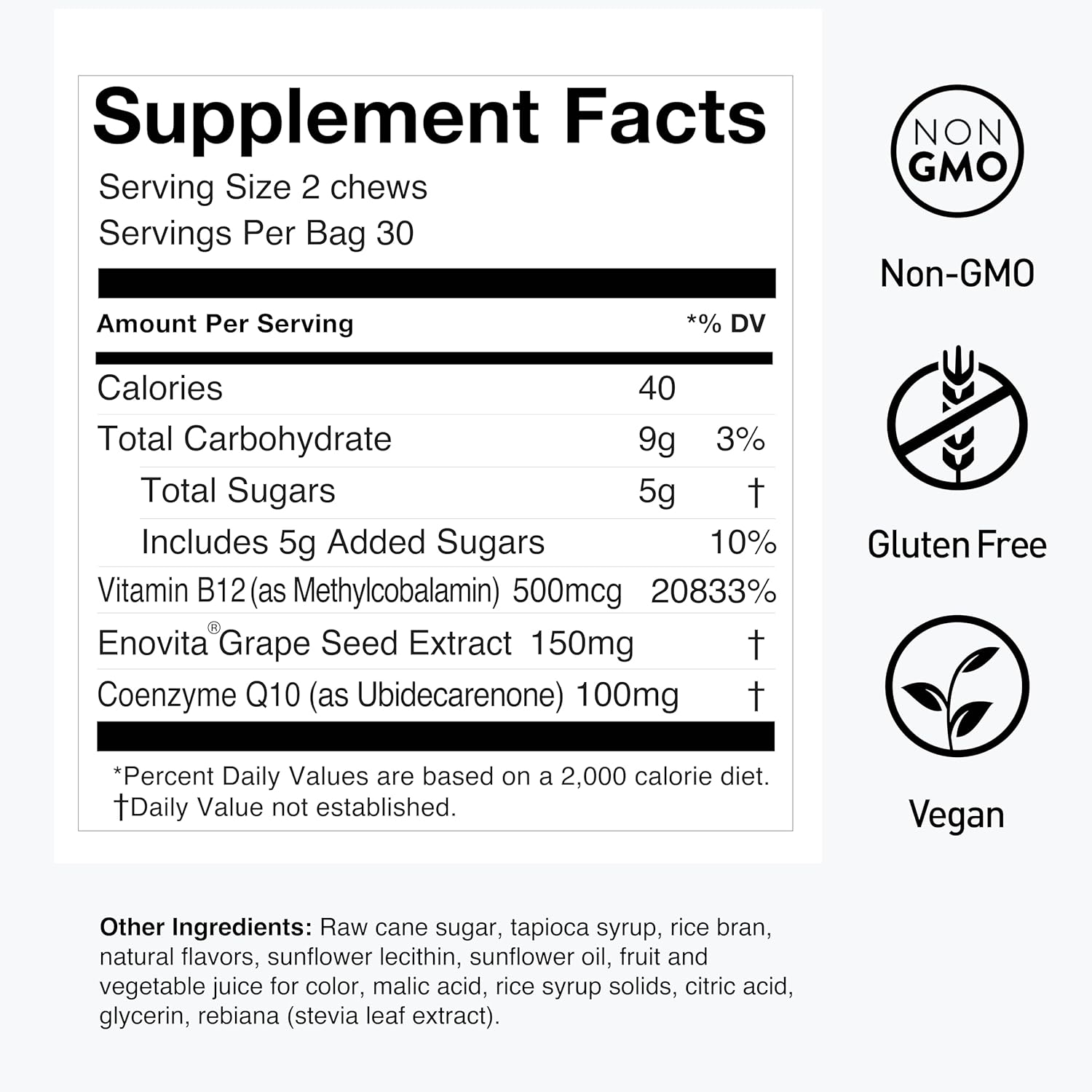 humanN SuperGrapes Chews Supplement – with 100mg CoQ10 and Grape Seed Extract – from The Makers of SuperBeets - Grape Flavor Chew, 60 Count - Nirvana Guru