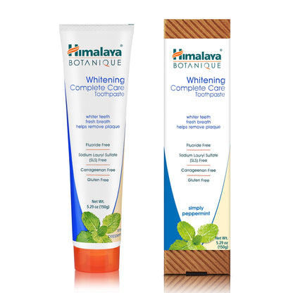 Himalaya Botanique Whitening Complete Care Toothpaste, Teeth Whitening, Fights Plaque, Fluoride Free, No Artificial Flavors, SLS Free, Cruelty Free, Foaming, Simply Mint Flavor, 5.29 Oz, 2 Pack - Nirvana Guru