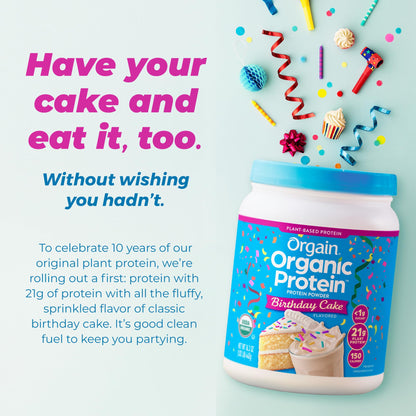 Orgain Organic Vegan Protein Powder, Vanilla Bean - 21g Plant Protein, 4g Prebiotic Fiber, No Lactose Ingredients, No Added Sugar, Non-GMO, For Shakes & Smoothies, 2.03 lb (Packaging May Vary)
