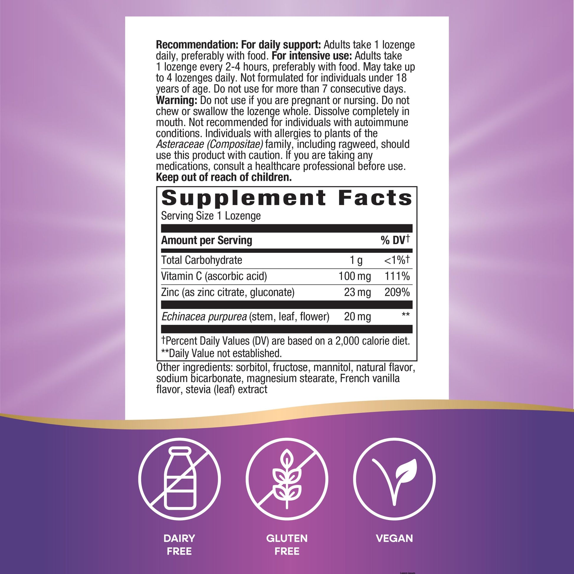 Nature's Way Zinc Lozenges with Vitamin C & Echinacea, Immune Support*, 23 mg of Zinc & 100 mg of Vitamin C per Serving, Wild Berry Flavored, 60 Lozenges (Packaging May Vary) - Nirvana Guru