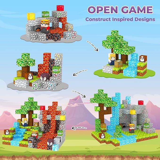 Magnetic Blocks, Magnetic Tiles Building Blocks, Magnet Cubes Toddler Kids Toys, Sensory STEM Toys for 3-5 4-6 5-7 6-8 Year Old Boys Girls Easter Birthday Gifts Travel Outdoor Kids Games (0.8IN/2CM) Nirvana Guru