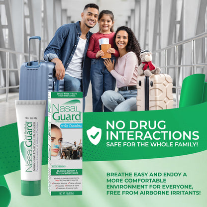 Airborne Particle Blocker Nasal Gel for Air Travelers - Drug-Free, Non-irritating, Non-drowsy, Airplane Travel Approved (Unscented) - Over 150 Applications Per Tube (0.1 oz, Pack of 1) Nirvana Guru