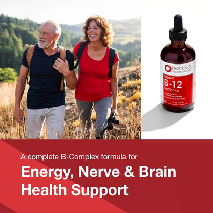 PROTOCOL FOR LIFE BALANCE Liquid B-12 5,000mcg - Nervous System Support - with B Vitamins - Dairy Free & Vegan Vitamin B Liquid - 4 fl oz Nirvana Guru