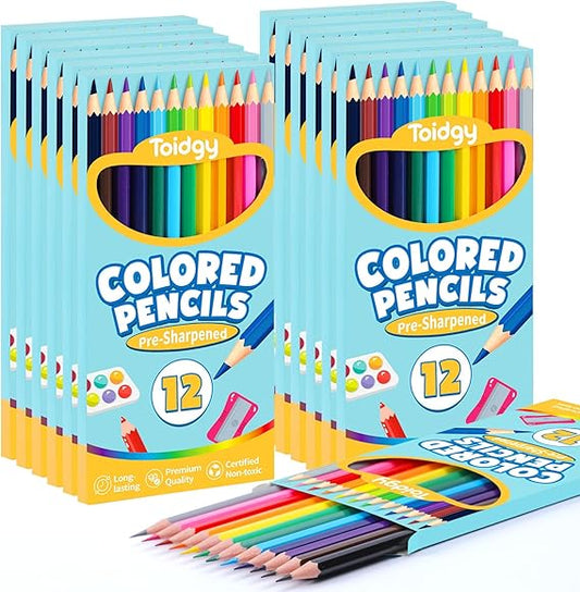 144 Count Colored Pencils for Kids, 12 Packs Colored Pencils Bulk 12 Colors, Pre-sharpened Color Pencils for Adults, Bulk School Supplies for Teachers, Back to School Supplies, Classroom Prizes nirvanaguru