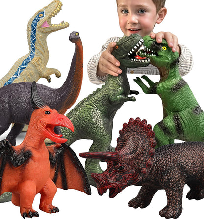 6 Piece Jumbo Dinosaur Toys for Kids 3-5 and Toddlers, Large Soft Dinosaur Toys for Lovers - Perfect Party Favors, Birthday Gifts Nirvana Guru