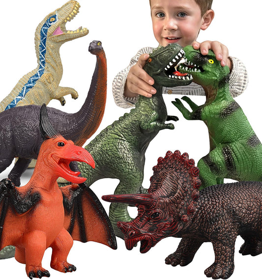 6 Piece Jumbo Dinosaur Toys for Kids 3-5 and Toddlers, Large Soft Dinosaur Toys for Lovers - Perfect Party Favors, Birthday Gifts Nirvana Guru