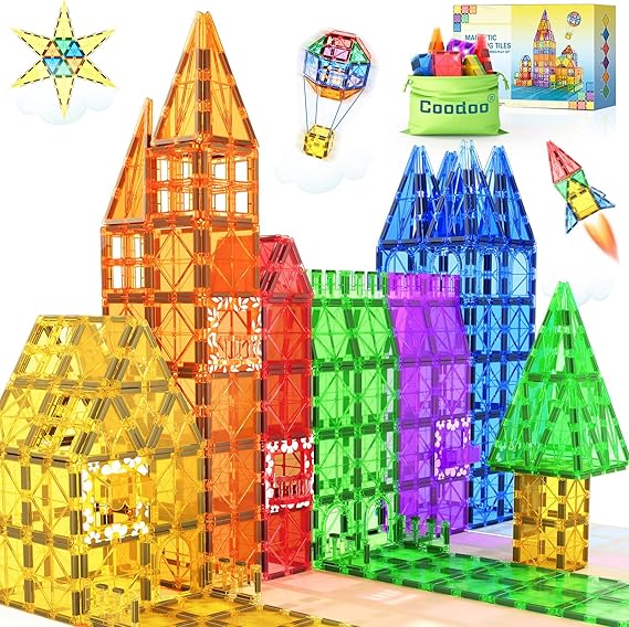60 PCS Magnetic Building Tiles Kids Toys STEM Magnetic Blocks Sensory Toys Kids Games Magnet Building Toy for Boys and Girls Aged 3+, Kid Brain Development Preschool Kindergarten Toddler Toy nirvanaguru