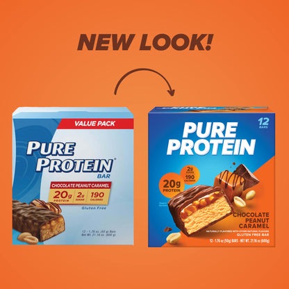 Pure Protein Bars, High Protein, Nutritious Snacks to Support Energy, Low Sugar, Gluten Free, Chocolate Deluxe, 1.76 oz., 12 Count(Pack of 1) (Packaging may vary)