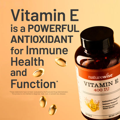 NatureWise Vitamin E 400 IU Softgels (180mg DL-Alpha) - Dairy, Gluten & Soy Free - Antioxidant-Rich Dietary Supplement for Skin, Heart, and Immune Health Support - 4-Month Supply, 120 Count Nirvana Guru