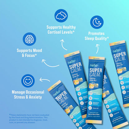 Supercalm Powdered Drink Mix, Raspberry Lemonade, L Theanine, Ksm-66 Ashwagandha, Magnesium Glycinate, Vitamin D 3, Supplements for Relaxation & Focus, No Sugar, Non GMO, On The Go, 20 Ct