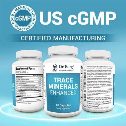 Dr. Berg Trace Minerals Enhanced Complex - Complete with 70+ Minerals Including 10 mg of Zinc - Dietary Supplement - 60 Capsules - Nirvana Guru