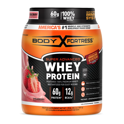 Body Fortress Super Advanced Whey Protein Powder, Vanilla, Immune Support (1), Vitamins C & D Plus Zinc, 1.74 lbs