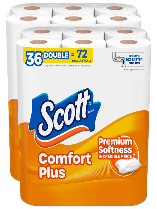 Scott ComfortPlus Toilet Paper, 12 Double Rolls, 231 Sheets per Roll, Septic-Safe, 1-Ply Toilet Tissue - Nirvana Guru